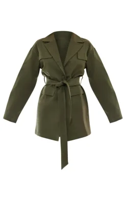 Woven Button Belted Blazer Dress-PrettyLittleThing Outlet