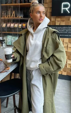 PrettyLittleThing Trench Coats*Woven Hooded Oversized Trench Coat