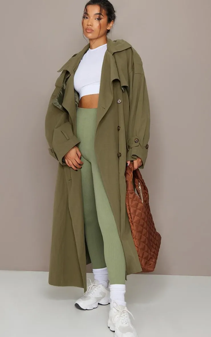 PrettyLittleThing Trench Coats*Woven Hooded Oversized Trench Coat