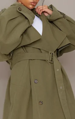 PrettyLittleThing Trench Coats*Woven Hooded Oversized Trench Coat