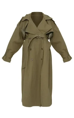 PrettyLittleThing Trench Coats*Woven Hooded Oversized Trench Coat