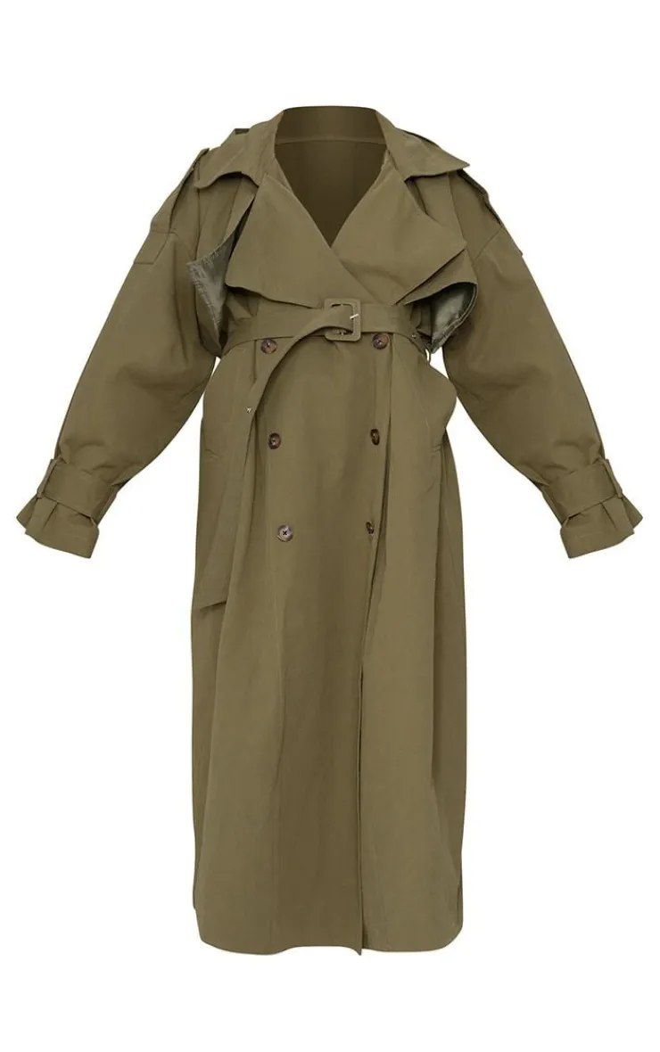 PrettyLittleThing Trench Coats*Woven Hooded Oversized Trench Coat