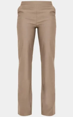 Hot PrettyLittleThing Woven Low Rise Straight Leg Pants Khaki
