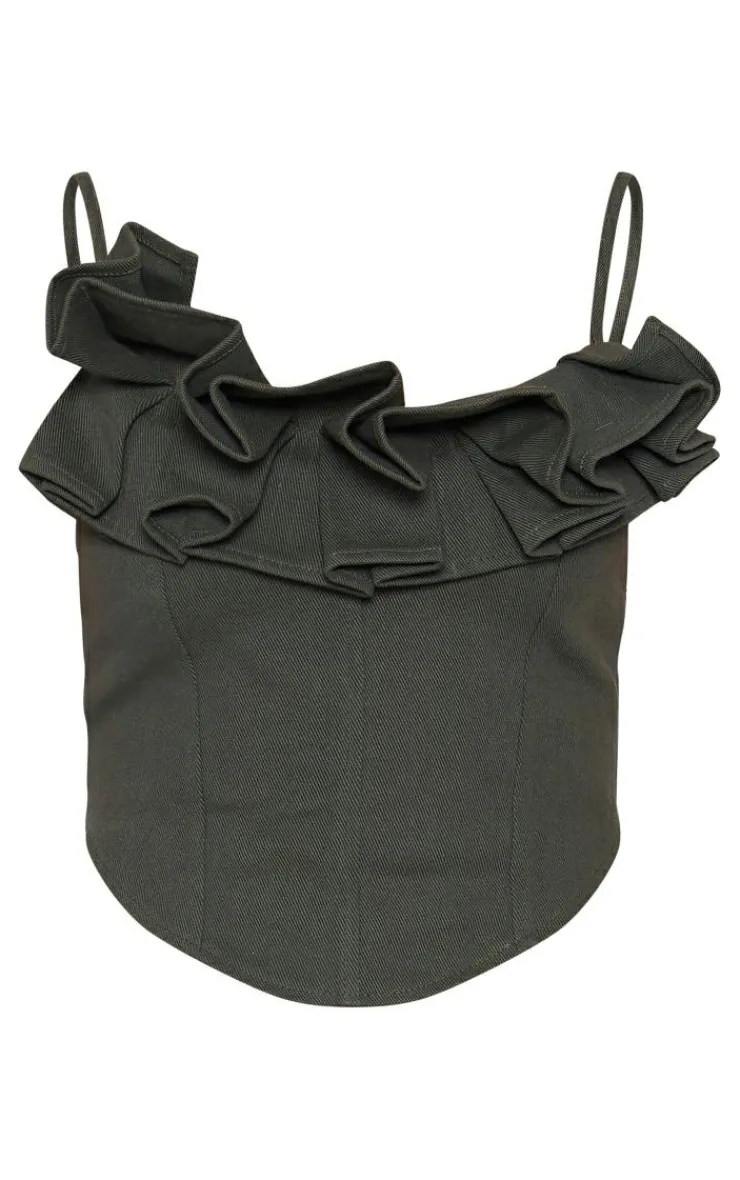 PrettyLittleThing Corsets*Woven Ruffle Bust Corset