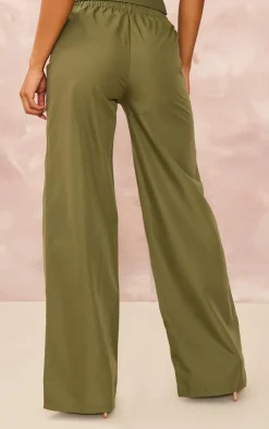 Online PrettyLittleThing Woven Wide Leg Cargo Pants Khaki
