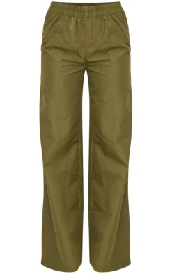Online PrettyLittleThing Woven Wide Leg Cargo Pants Khaki