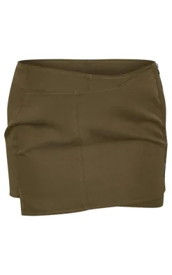 Sale PrettyLittleThing Woven Zip Up Cargo Mini Skirt Khaki