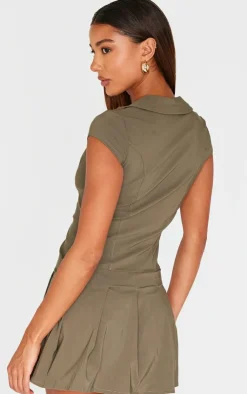 Zip Up Pleated Shift Dress-PrettyLittleThing Outlet