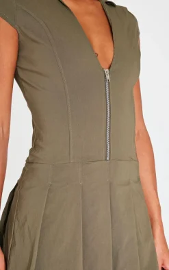 Zip Up Pleated Shift Dress-PrettyLittleThing Outlet
