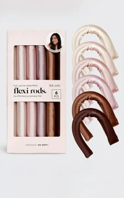 PrettyLittleThing Hair Care*Kitsch Satin Wrapped Flexi Heatles Curler 6 Piece Set Rosewood