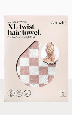 PrettyLittleThing Hair Care*Kitsch Xl Quick Dry Hair Towel Wrap - Checker