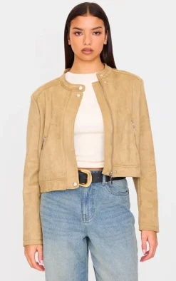 Latte Faux Suede Boxy Jacket