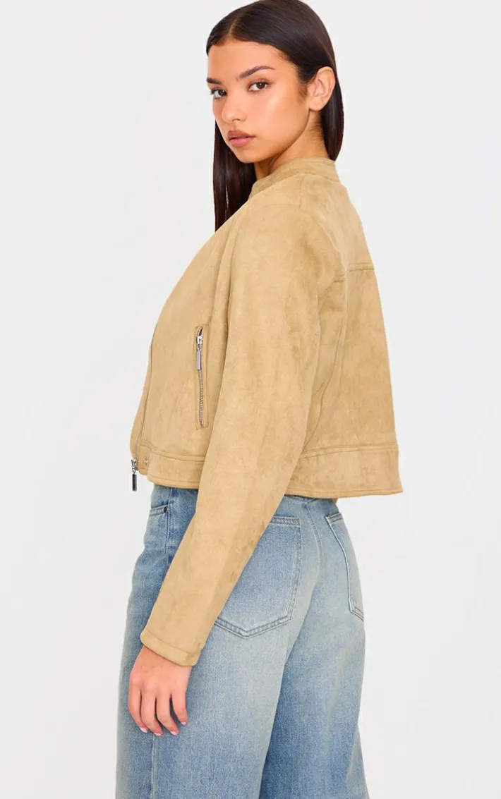 Latte Faux Suede Boxy Jacket