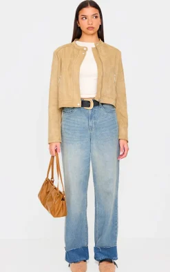 Latte Faux Suede Boxy Jacket