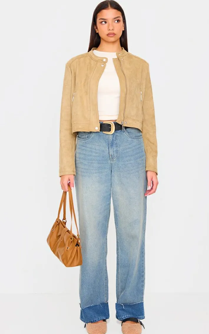 Latte Faux Suede Boxy Jacket
