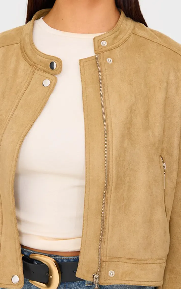 Latte Faux Suede Boxy Jacket