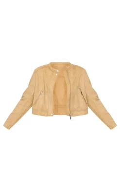 Latte Faux Suede Boxy Jacket