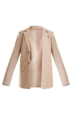 Latte Herringbone Detail Tailored Blazer