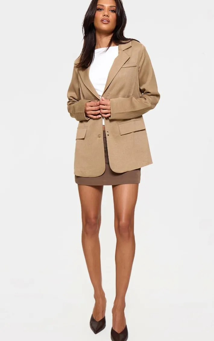 Latte Linen Look Pocket Detail Blazer