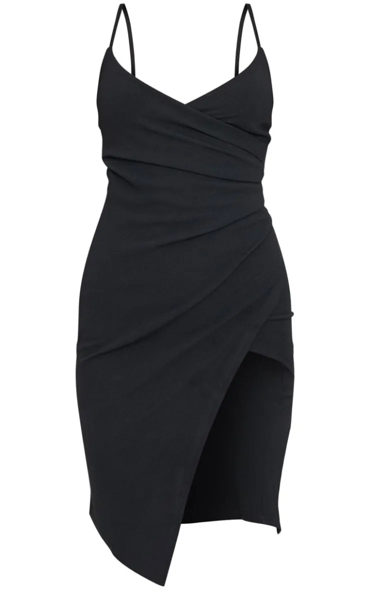 Lauriell Wrap Front Crepe Midi Dress-PrettyLittleThing Hot