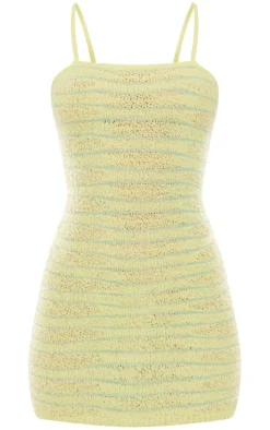 Lemon Boucle Knit Stripped Dress