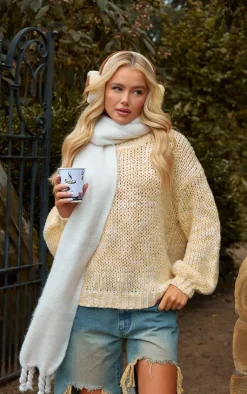 PrettyLittleThing Oversized Sweaters*Chunky Marl Knit Crew Neck Oversized Sweater