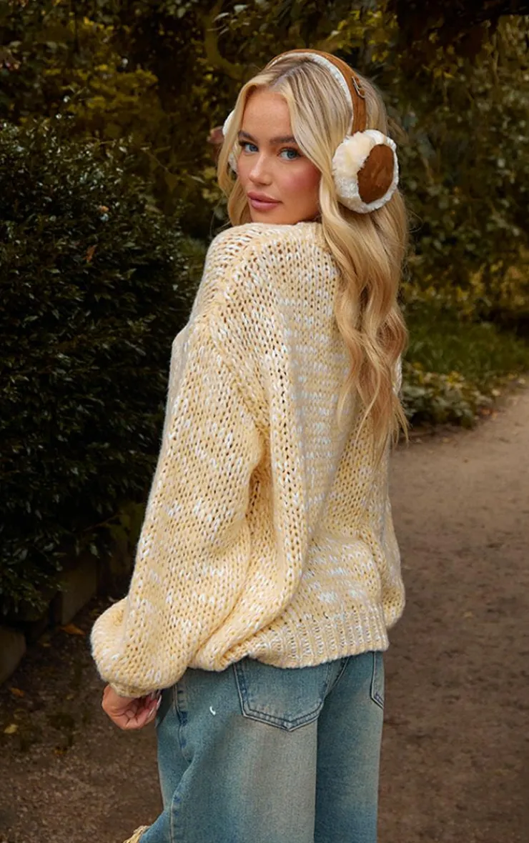 PrettyLittleThing Oversized Sweaters*Chunky Marl Knit Crew Neck Oversized Sweater