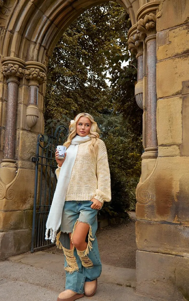 PrettyLittleThing Oversized Sweaters*Chunky Marl Knit Crew Neck Oversized Sweater