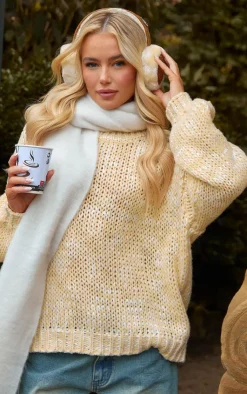 PrettyLittleThing Oversized Sweaters*Chunky Marl Knit Crew Neck Oversized Sweater