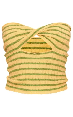 PrettyLittleThing Knitted Tops*Contrast Twist Knit Cut Out Bandeau Top