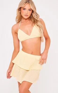 PrettyLittleThing Crinkle Texture Strappy Bralette Lemon