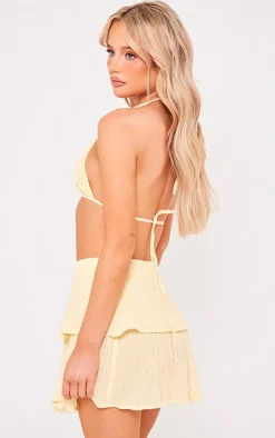 PrettyLittleThing Crinkle Texture Strappy Bralette Lemon