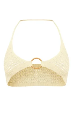 Clearance PrettyLittleThing Crochet O Ring Bralet Lemon