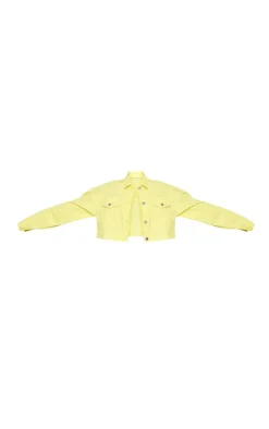 Online PrettyLittleThing Lemon Cropped Denim Jacket Yellow