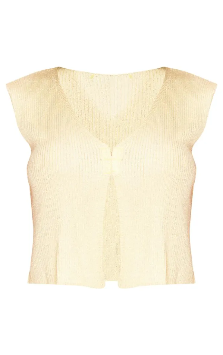 PrettyLittleThing Sleeveless Tops*Filigree Knit Hook And Eye Vest