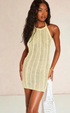 Open Back Crochet Mini Dress-PrettyLittleThing