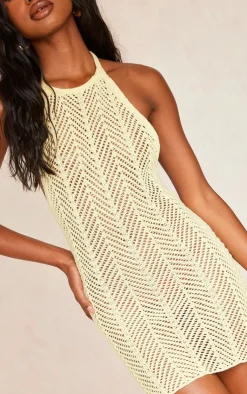 Open Back Crochet Mini Dress-PrettyLittleThing