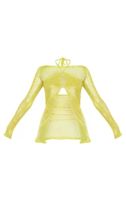 PrettyLittleThing Knitted Tops*Open Knit Open Front Top & Sleeves