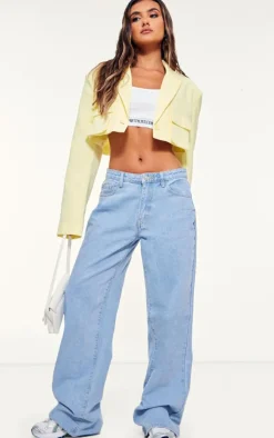 Lemon Pocket Detail Super Cropped Blazer
