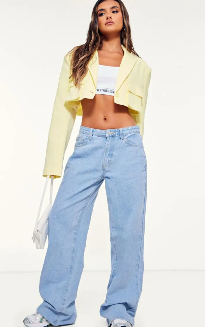 Lemon Pocket Detail Super Cropped Blazer