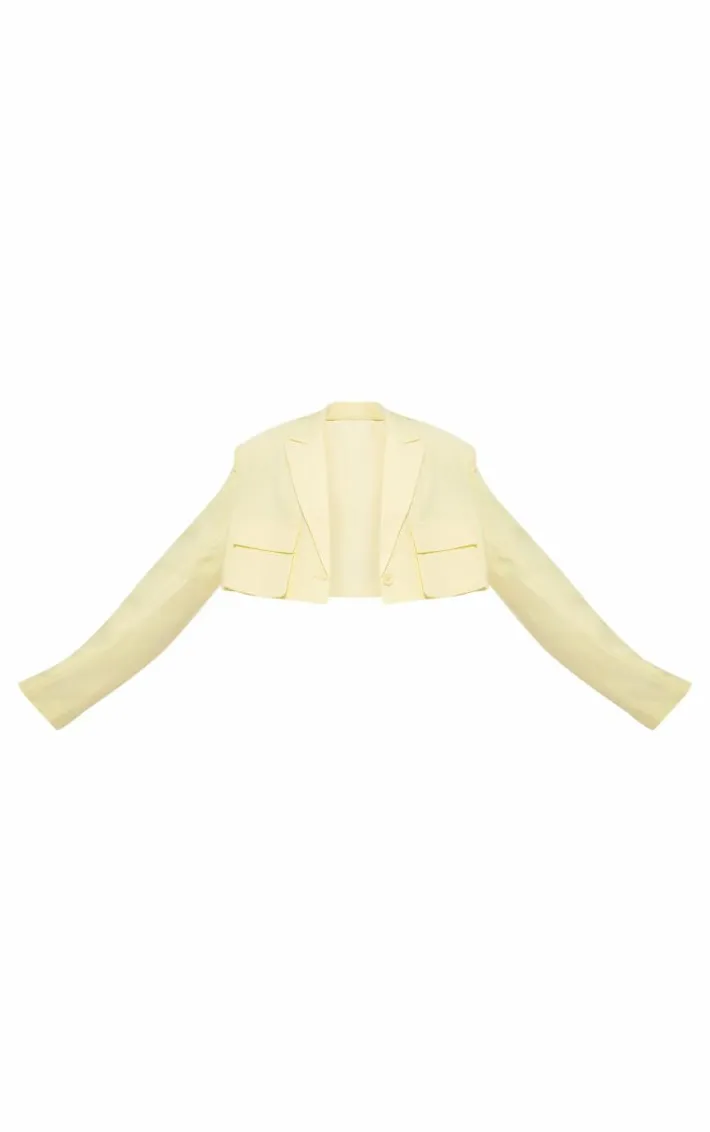 Lemon Pocket Detail Super Cropped Blazer