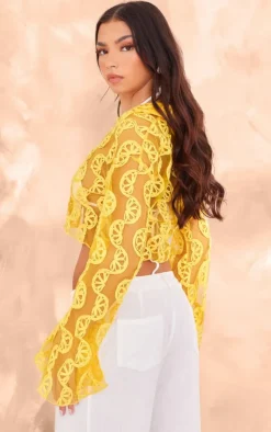 PrettyLittleThing Blouses*Printed Chiffon Embroidered Shirt