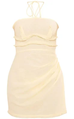 Raw Edge Ruched Bodycon Dress-PrettyLittleThing Clearance