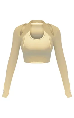 PrettyLittleThing Workout Tops*Sculpt Cut Out Padded Gym Crop Top