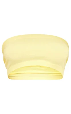 Discount PrettyLittleThing Soft Knit Bandeau Top Lemon