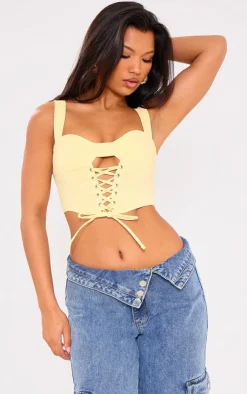 PrettyLittleThing Corsets*Stretch Woven Boned Lace Up Crop Top