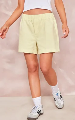 Lemon Structured Linen Look Elasticated Waist Shorts