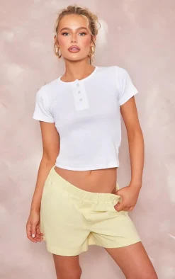 Lemon Structured Linen Look Elasticated Waist Shorts