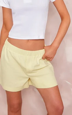 Lemon Structured Linen Look Elasticated Waist Shorts