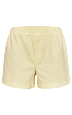 Lemon Structured Linen Look Elasticated Waist Shorts